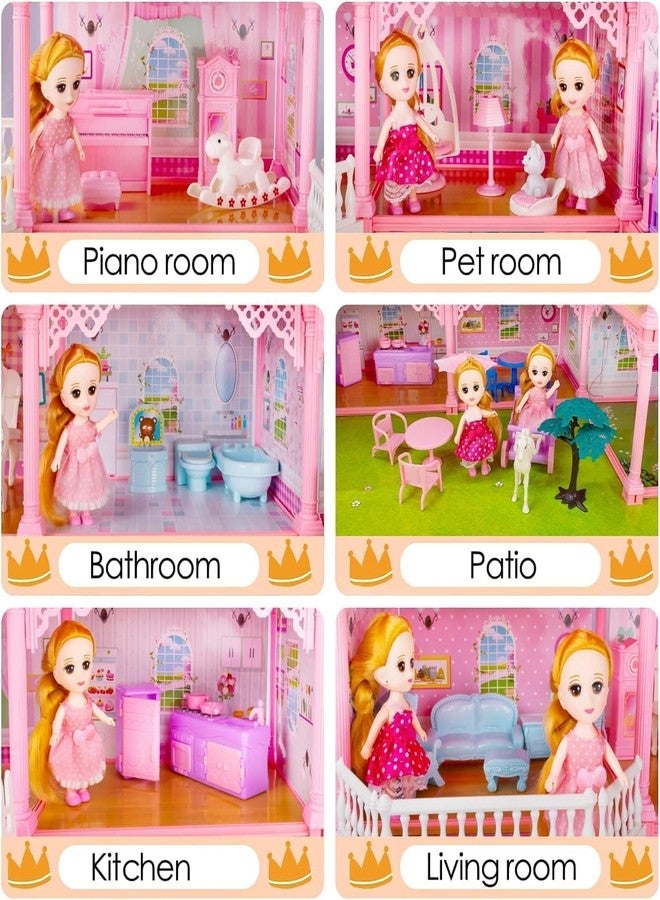 Daji 4-Story Luxurious Dollhouse, Sweet Family DIY Assembled Luxury Villa, 61cm Tall, Dreamhouse Doll House with Furniture, 11 Rooms, Gift for Girls & Toddlers Ages 3-10+ - Image 5